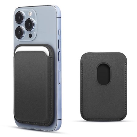 Nahkalompakko MagSafella, yhteensopiva iPhone 15/14/13/12 Pro/Max/Plus/Mini -puhelimien kanssa, RFID-korttipidike MagSafe-magneetilla, musta