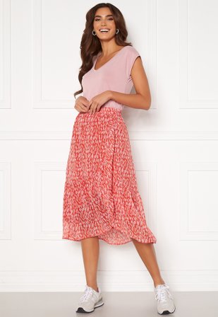 Pieces Rio Midi Skirt Red Clay AOP Klær