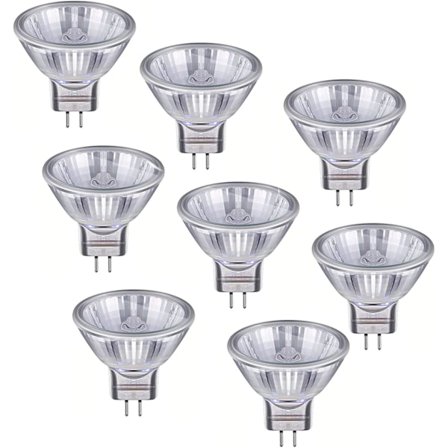 8-pack Halogenlampor Gu5.3 Mr16 35w 12v Dimbar - Varmvit 2800k, 400 Lumen, Glasskydd