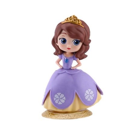 Disney Princess Cake Ornament Q Version Big Eye Model Toy Action Figure Barn Present-prinsessa Sofia Gold Crown Guld Base (pvc)