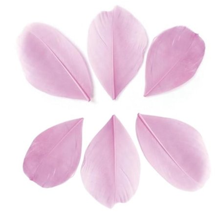 100 skurna fjädrar - Ljusrosa 6 cm