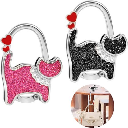 2 st väska krok kattformad väska krok bärbar hopfällbar väska krok perfekt jul nyår present till kvinnor flickor svart, röd