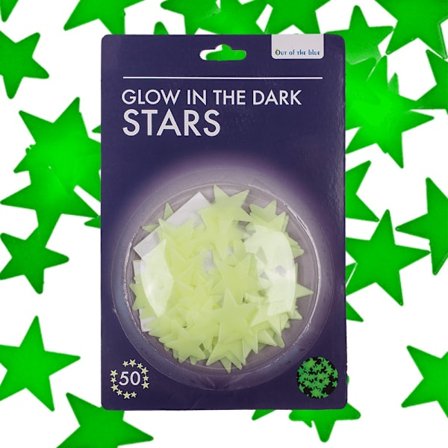 50-pakning - Selvlysende stjerner - Veggdekor - Dekal til tak, lysegrønn