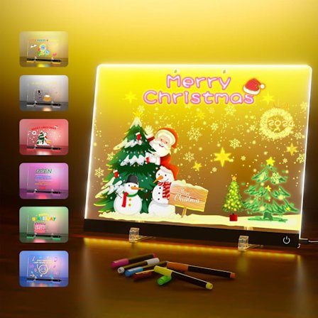 LED Ritbord för barn, med 7 ljuseffekter & 4 lägen, Inkluderar 7 pennor (Touch, 35 X 25 cm)