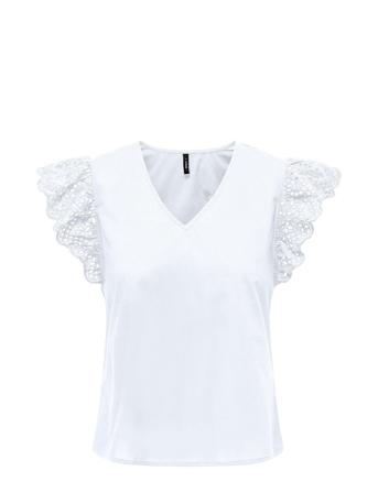Onllou Life Emb S/S Frill Top Ptm White ONLY