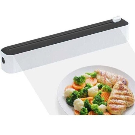 Plastfilmdispenser med skærer til køkken, sort, kompatibel med aluminiumsfolie og husholdningsfilmopbevaring