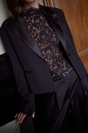 NA-KD - Topp med blonder og paljetter - Fest-topper - Svart - EU 32