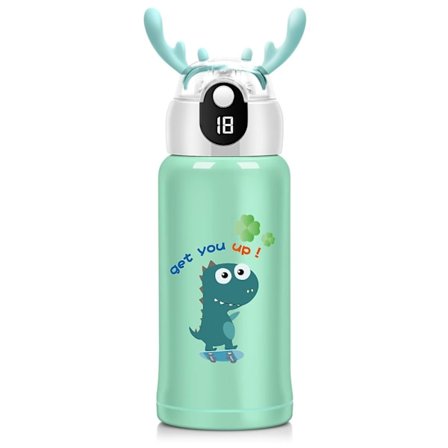 Temperaturvisningsvattenflaska för barn 18 Oz med sugrör, vakuumisolerad, 316 rostfritt stål, modern