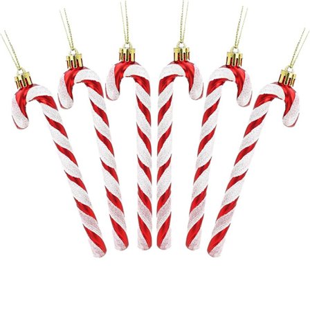 Julgransprydnader i form av polkagrisar (6-pack) - Festliga juldekorationer