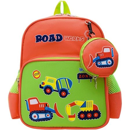 Barnryggsäck Söt Byggbil Skolväska Present till Barn 3 till 7 år Unisex Barnryggsäck