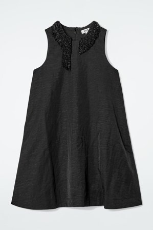 COS Frauen Verziertes Kleid Mit Racer Ausschnitt in Schwarz