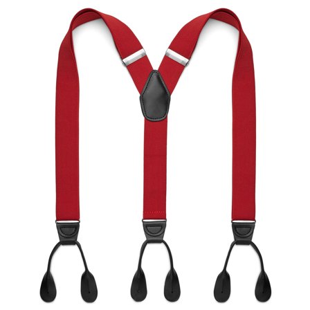Szerokie ciemnoczerwone szelki na guziki dla mężczyzn - Szelki na guziki