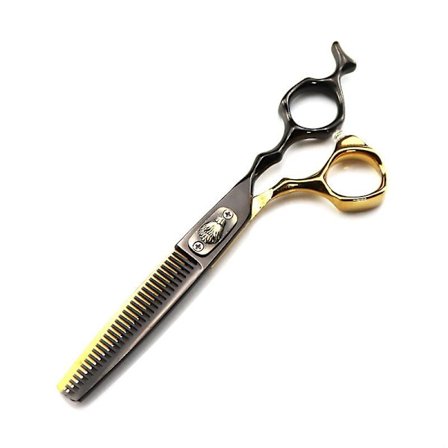 Svart och guld högkvalitativt varghuvud bänkhandtag frisörsax hårklippningssax platt sax luggsax tunningssax