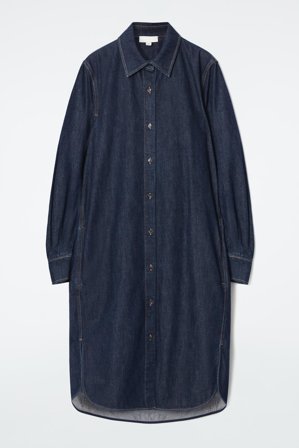 COS Women's Denim Midi Shirt Dress in Blue