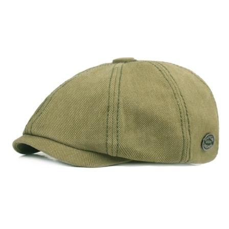 Baskermössa Konstnärlig ungdom åttkantig cap Män Kvinnor Cap Insydd etikett Nödställd Solhatt Peaked Cap Army Green M(56-58cm)
