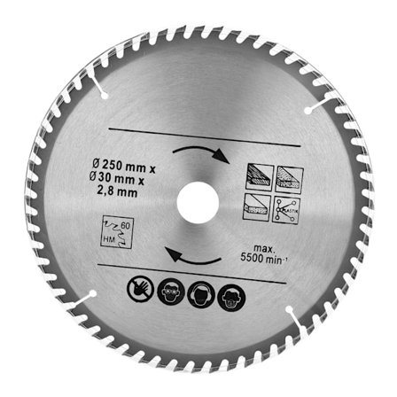 Cirkelsågblad 250mm 48T & 60T TCT Sågskiva 30mm Hål