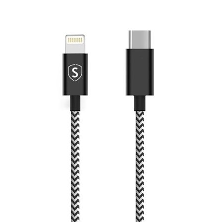 SiGN Skin USB-C till Lightning -kaapeli 2.1A, 0.25m - Musta/Valkoinen