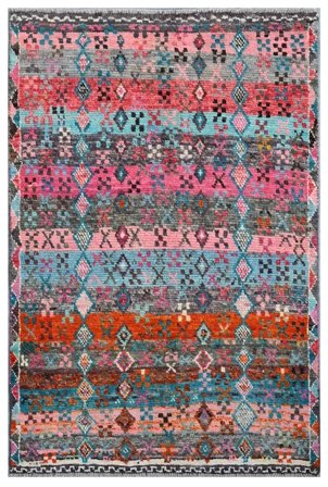Moroccan Berber - Afghanistan Hand Knotted 94X143 Rug Dark Red/Dark Grey Afghanistan