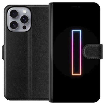 Kompatibel Tegnebogsetui til Apple Apple iPhone 16 Pro Max Minimalistisk neonbogstav I i regnbuefarver mod mørk baggrund