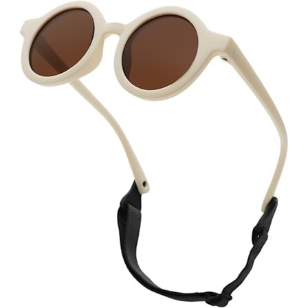 Baby Solbriller 0-24 Måneder - Med Stropp Polariserte Søte Runde for Nyfødt Spedbarn Småbarn Solbriller Baby Jenter Gutter