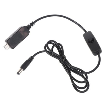 1m USB C 5V til 12V 6W 5.5x2.1mm Strømforsyningskabel Med Av/På-bryter For Wifi-ruter/modem DVR Høyttaler CCTV-kamera
