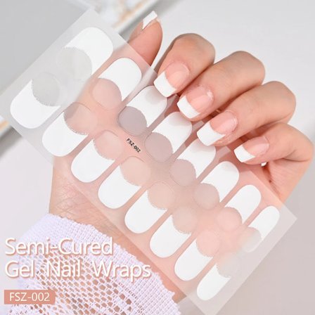 16 Tips Semi-Härdade Gel Nagelstickers Ren Färg UV/LED Lampa Gel Nagellack Wraps Långvarig Full Täckning Gel Sticker Nageldekoration##