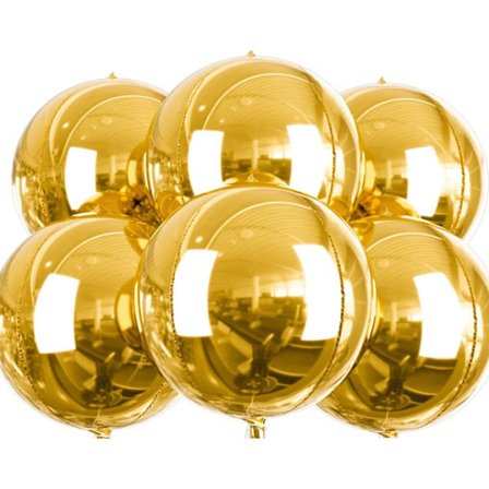 Guld Ballonger, 6 st Guld Ballonger, Jätte 22 Tums 4D Folieballonger, Stora Mylarballonger, Guld Ballonger för Födelsedag, Förlovning, Bröllop
