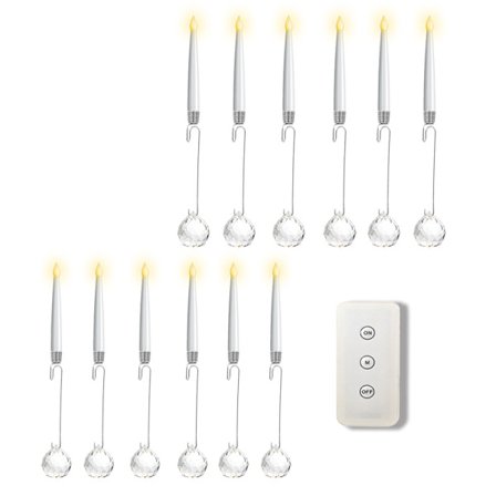 Ljusstake 12-pack med silverkrok och fjärrkontroll (kristallkula)