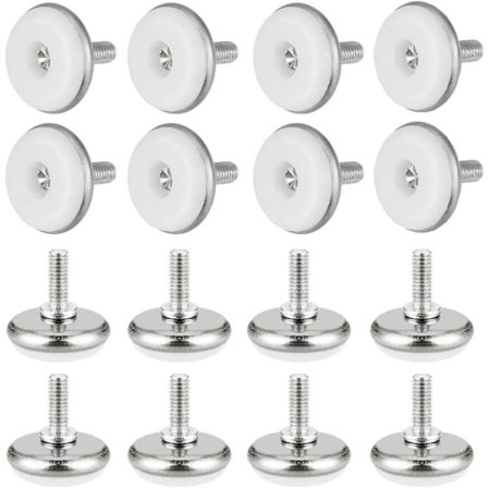 30 ställbara nivelleringsfötter i plast och metall med mutter, justerbara fötter för möbler, skåp, stolar, vita