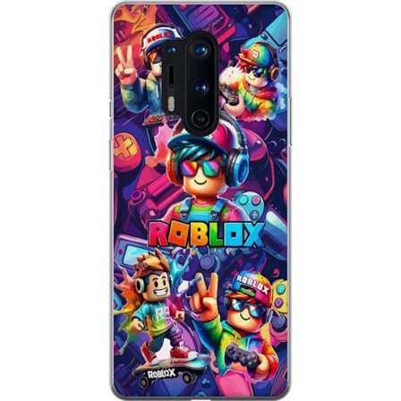 Yhteensopiva Puhelinkuori OnePlus OnePlus 8 Pro Värikäs Roblox-peliryhmä kuulokkeilla, ohjaimilla ja neonväreillä, täydellinen lapsille ja peli-