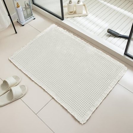 Baderomsmatte Vannabsorberende, Sklisikker Baderomsmatte med Dusker, Maskinvaskbar Polyester_TF_TF