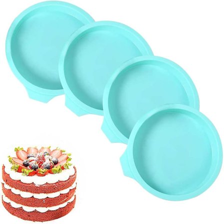4 stk. lagkageform, 6 tommer regnbue bageform, kageform silikone runde bageforme lækagesikre lagkageform slip-let bageudstyr (pink)