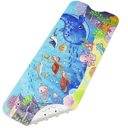 Baby Sklisikker Badekar Matte, 100x40cm Anti-skli Badematte Kraftig Dusjmatte med 200 Sugekopper for Barn og Baby, BPA-fri PVC Materiale Maskinvaskbar