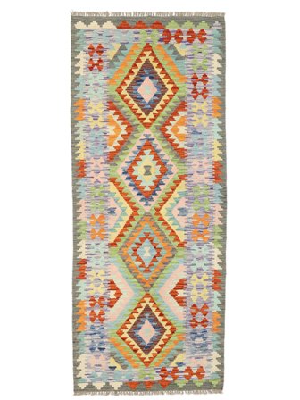 86X211 Alfombra Oriental Kilim Afghan Old Style De Pasillo Marrón/Gris Oscuro (Lana, Afganistán)