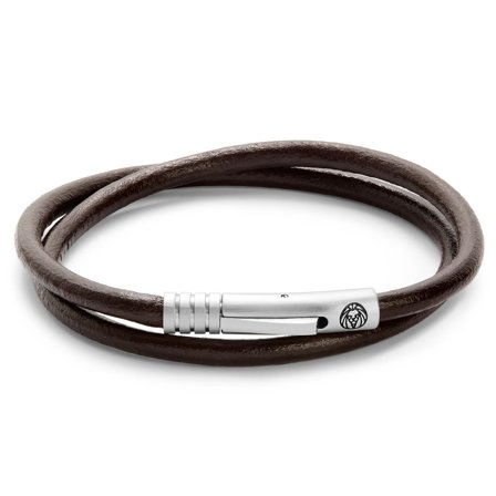 Pulsera de cordón de cuero regaliz marrón Collins para hombres - Pulseras de cuero