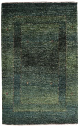 Noué À La Main Loribaft Fine Persan Tapis 86X135 De Laine Noir/Vert Foncé Petit