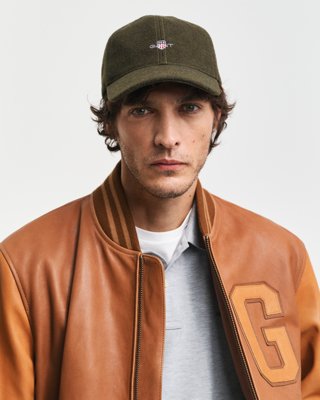 GANT - Melton caps med shield-logo til herre juniper green