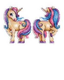 Broderikit Plast canvas Flotte enhjørninger 2-pak - M.P Studia