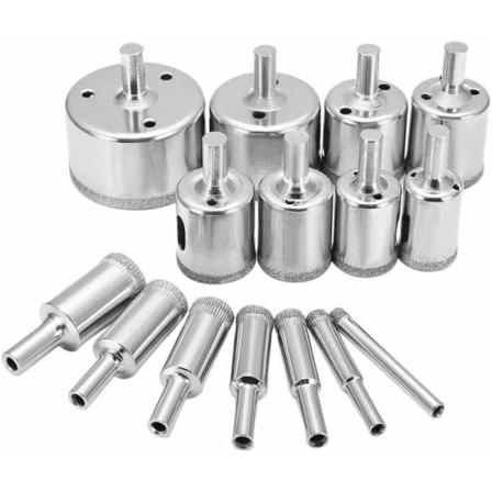 15 kpl set 6-50 mm HSS-timanttileikkurit hiiliteräksiset timanttileikkurit laattojen märkäleikkaukseen