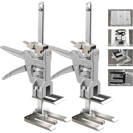Arbeidsbesparende Armjekk 2-pakning, Møbelløfter i rustfritt stål med to-trinns nedstigning, 12-tommers håndjekk løfteverktøy for installasjon av skap