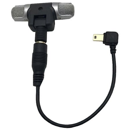 Stereomikrofon for GoPro Hero 3 3+ 4 med 3,5 mm Mini Micro USB-adapter og dobbeltsidig tape