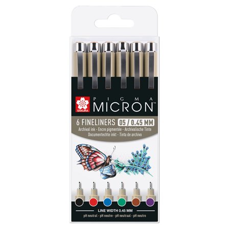 Sakura Pigma Micron Fineliner 6-set 05 Basic Colours
