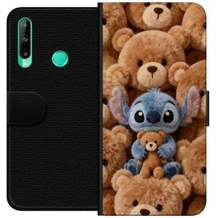 Kompatibel Tegnebogsetui til Huawei P40 lite E Stitch omgivet af brune teddybjørne med en lille teddybjørn i armene i en sød og hyggelig kawaii-design