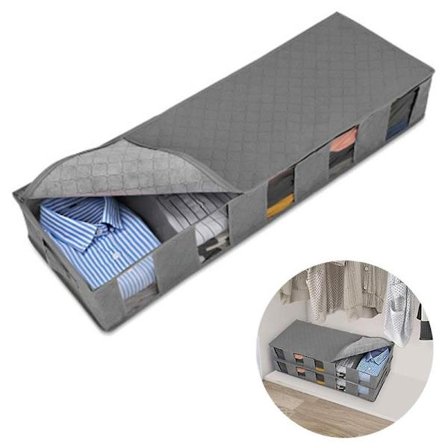 2 kpl Säilytyspussi Kokoontaitettavat säilytyslaatikot sängyn alle, kestävä harmaa