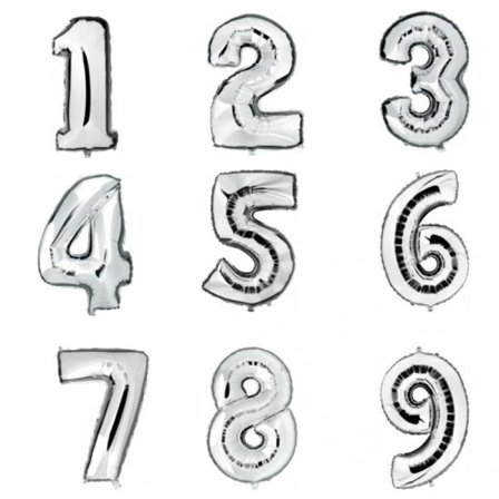 Heliumballong siffra silver - 102 cm Siffra 5