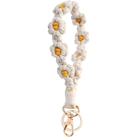 Håndlaget håndleddsrem nøkkelring for kvinner med nøkkelring Makrame snorer for nøkler Robust nøkkelring for bilnøkler