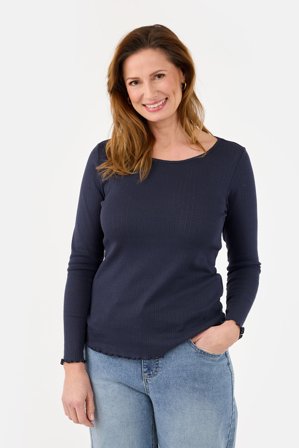 JENSEN - Langærmet T-shirt - Navy - Ribbet
