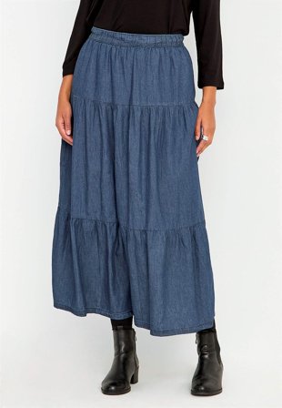 Cellbes of Sweden - Volantnederdel i denim i blå denim til damer i størrelse 42/44