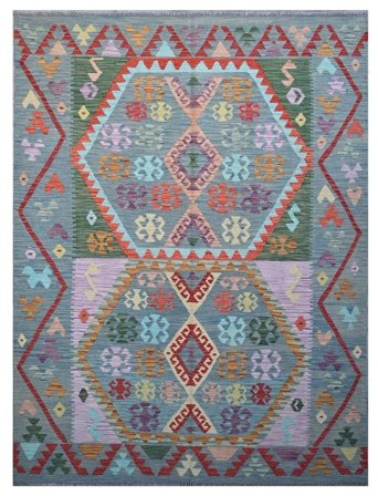 Alfombra Oriental Kilim Afghan Old Style 181X243 Gris Oscuro/Negro (Lana, Afganistán)