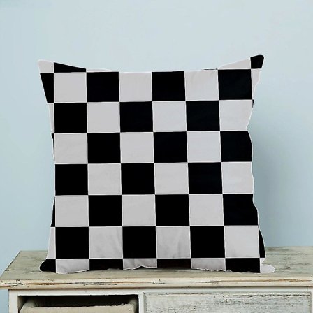 Mustavalkoinen ruudullinen tyynynpäällinen 50x50 cm